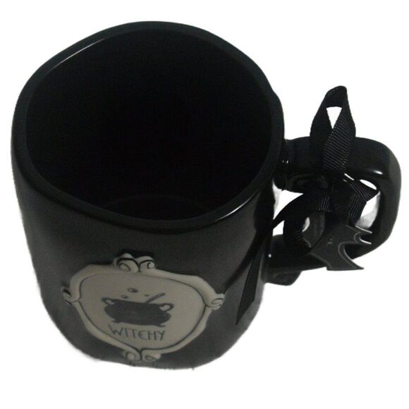 Rae Dunn WITCHY Black Ceramic Halloween Mug with Cauldron - Picture 4 of 5